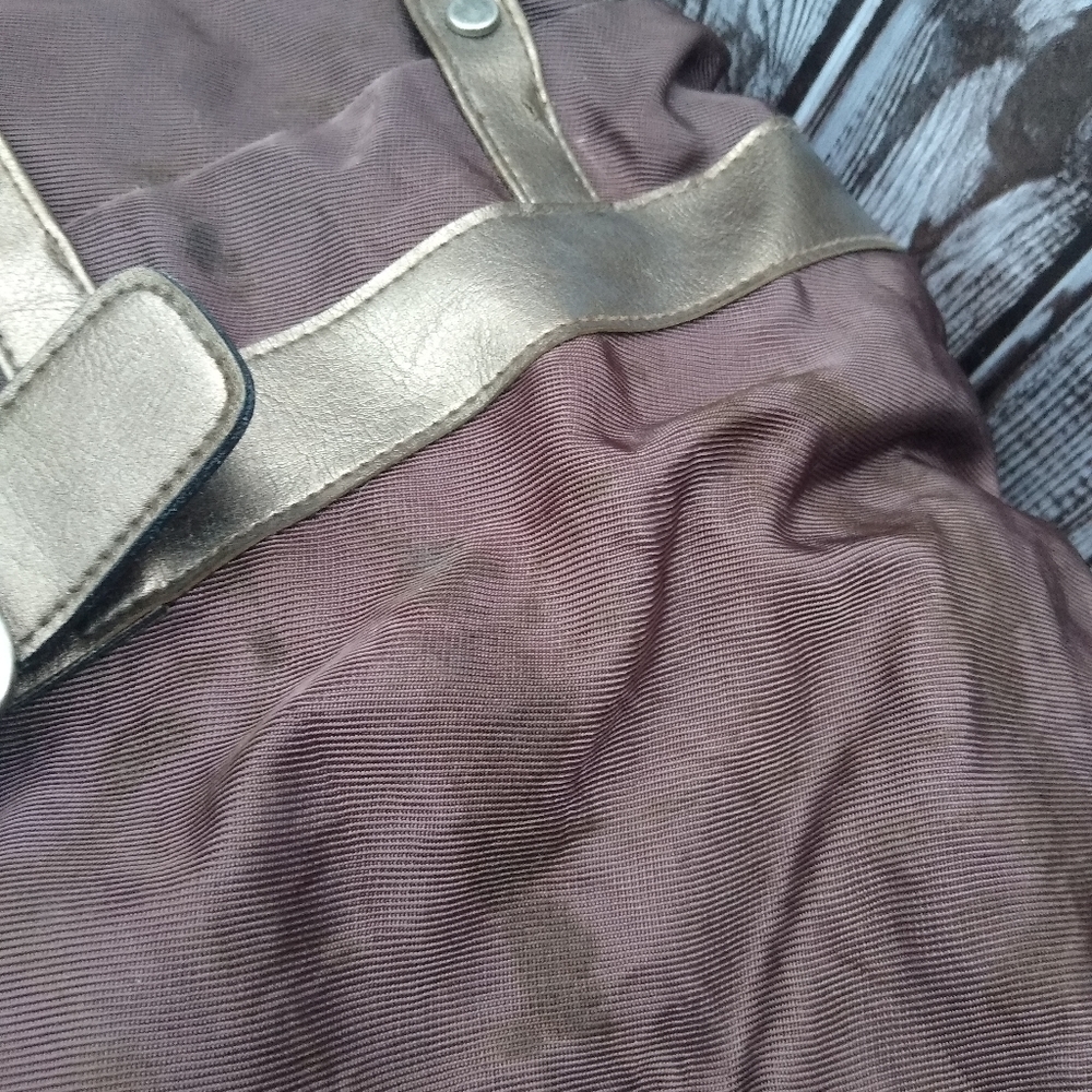 Rip Stop Nylon Faux Leather Buckle & Strap 3 Compartment Shoulder Bag - Picture 14 of 15
